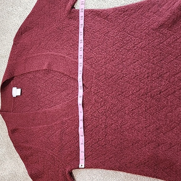 Chico’s V-Neck Long Sleeve Cranberry Spice Herringbone Tunic Sweater Size 0 - Picture 4 of 8